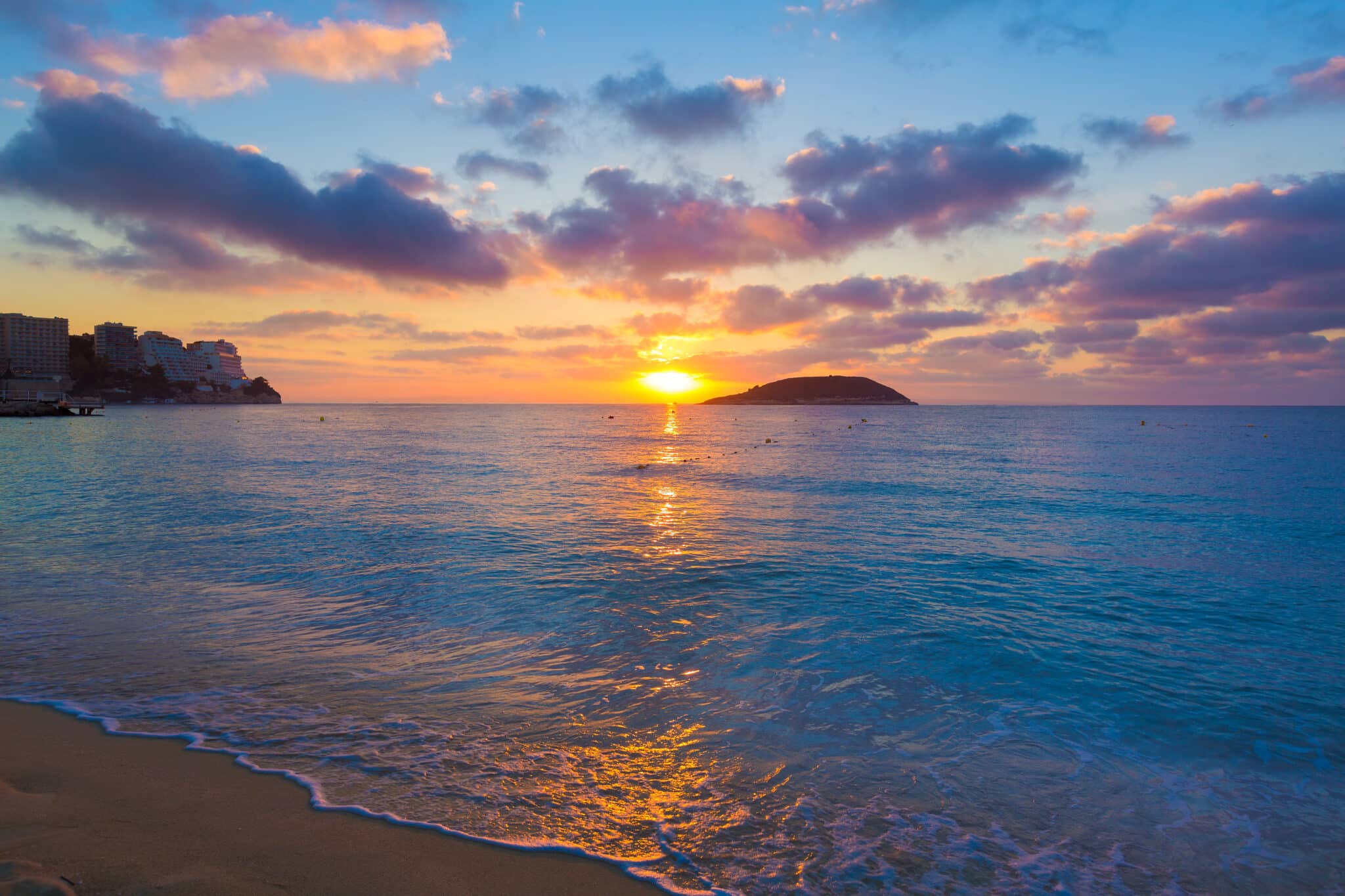 Tramonto sulla spiaggia di Magaluf